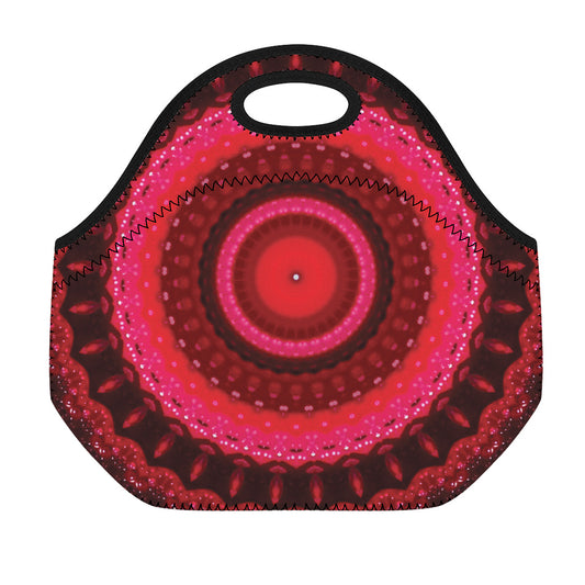 Red Kaleidoscope Print Neoprene Lunch Bag
