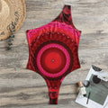 Red Kaleidoscope Print One Shoulder Bodysuit