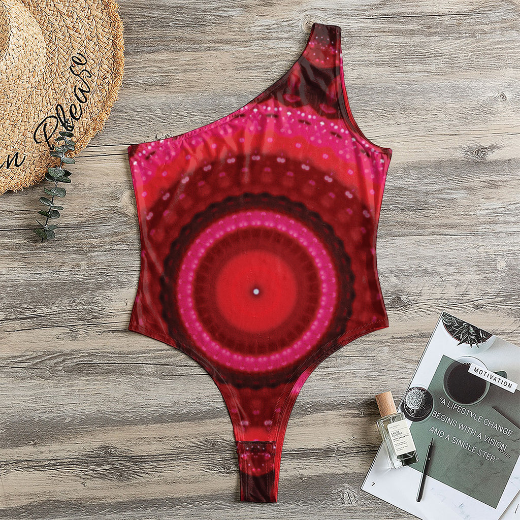 Red Kaleidoscope Print One Shoulder Bodysuit