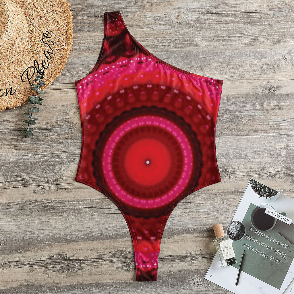 Red Kaleidoscope Print One Shoulder Bodysuit