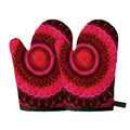 Red Kaleidoscope Print Oven Mitts