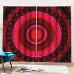 Red Kaleidoscope Print Pencil Pleat Curtains
