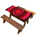 Red Kaleidoscope Print Picnic Table Cover