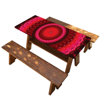 Red Kaleidoscope Print Picnic Table Cover