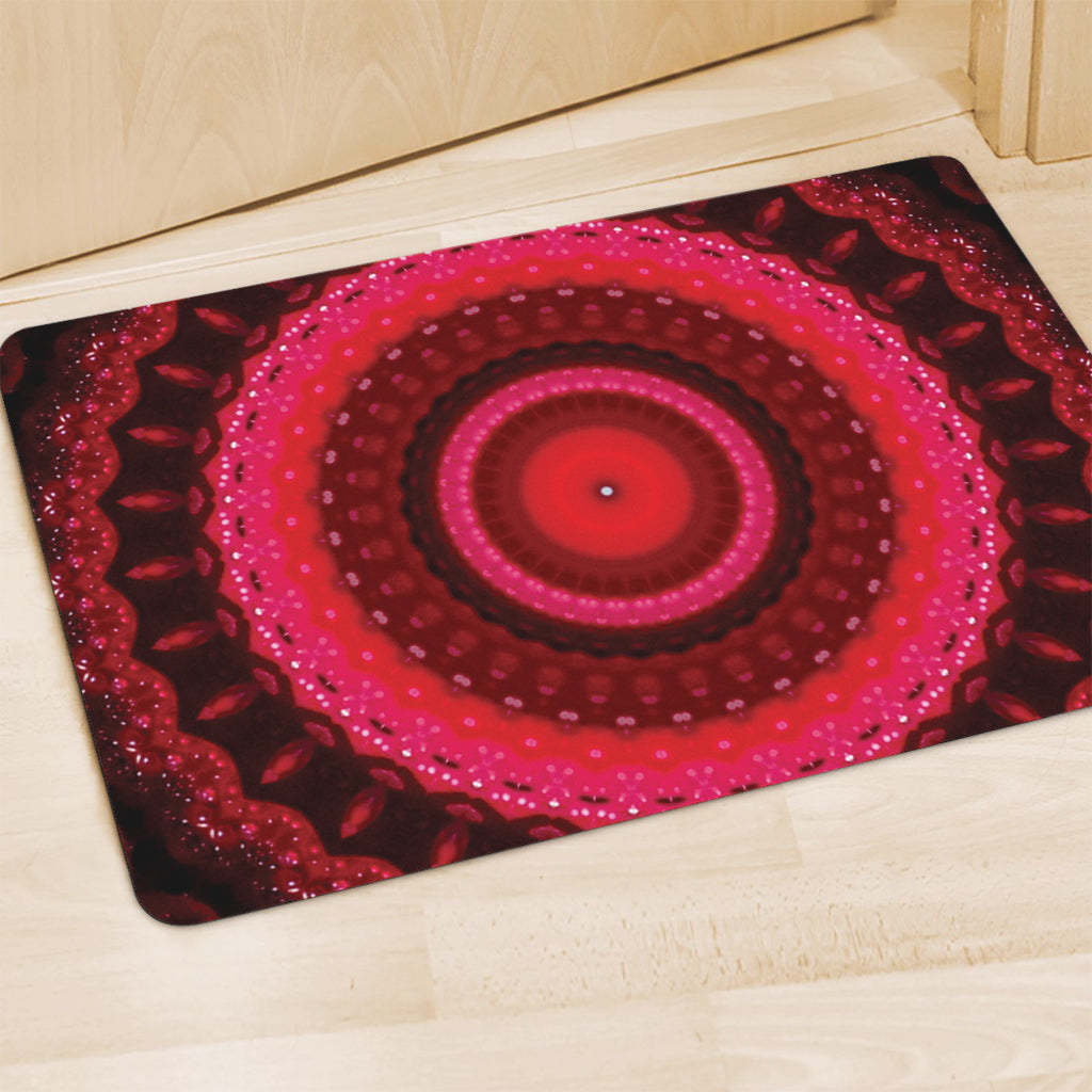 Red Kaleidoscope Print Polyester Doormat