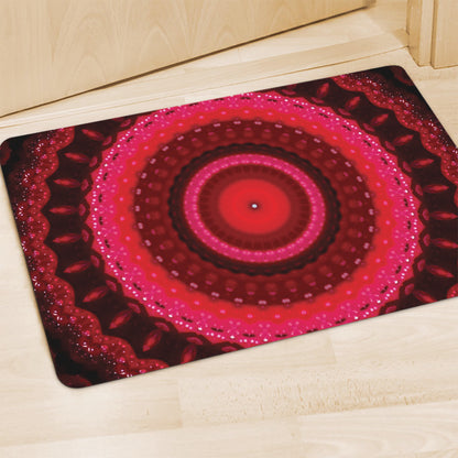 Red Kaleidoscope Print Polyester Doormat