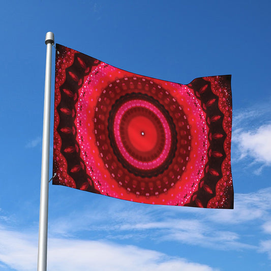 Red Kaleidoscope Print Polyester Flag