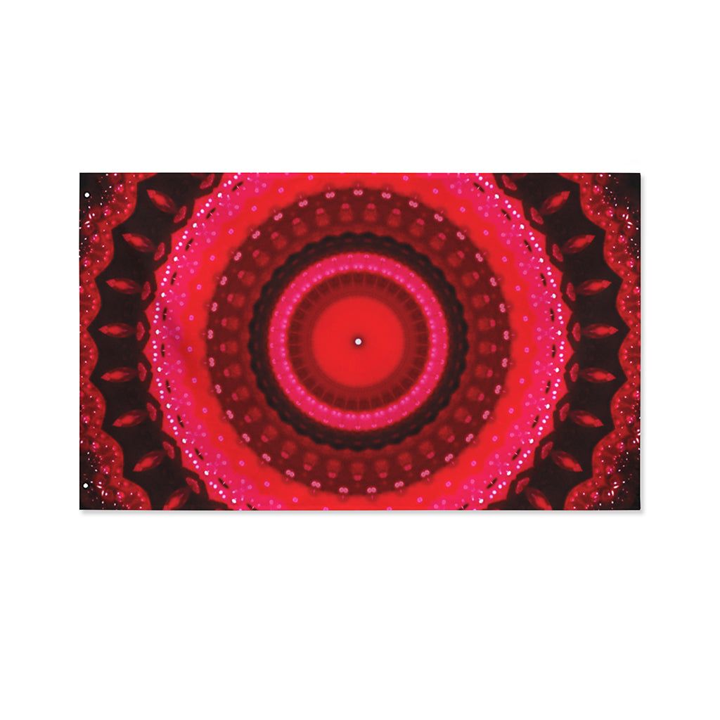 Red Kaleidoscope Print Polyester Flag