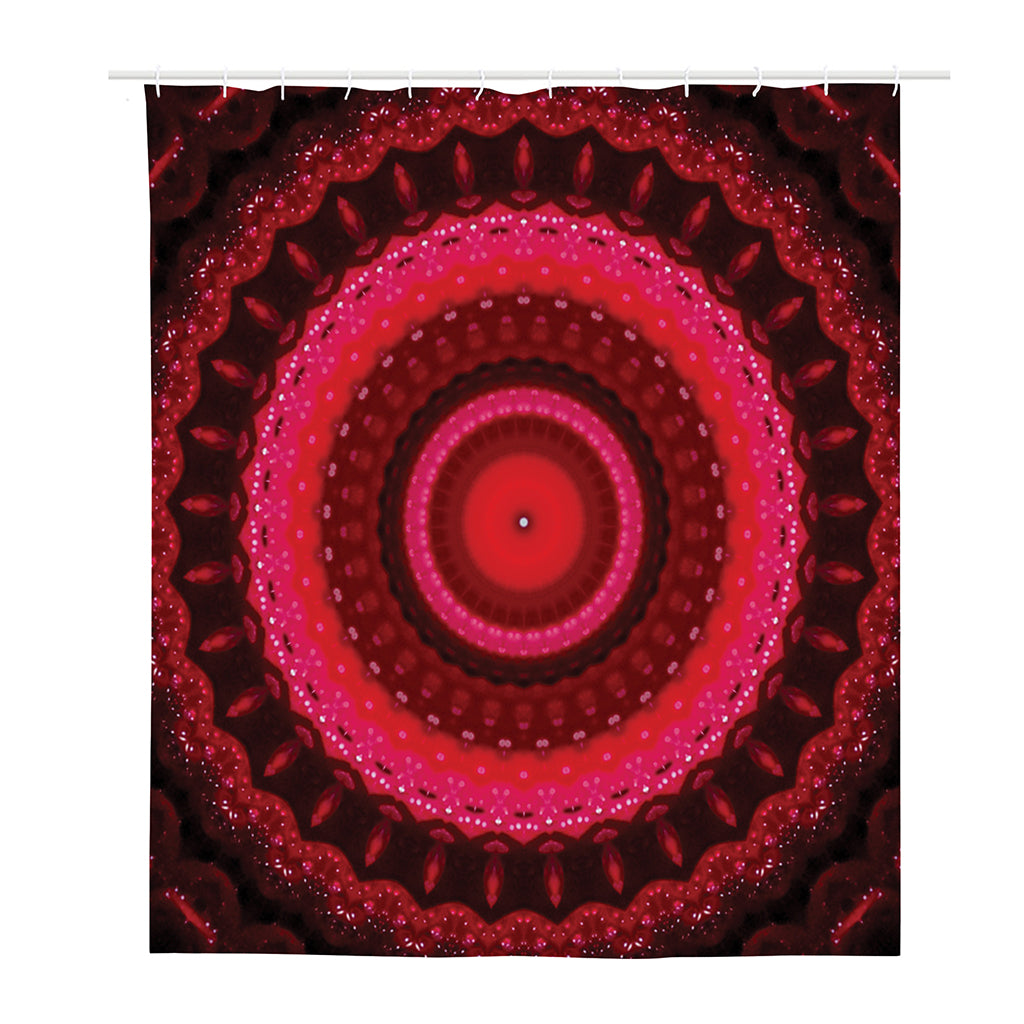 Red Kaleidoscope Print Polyester Shower Curtain