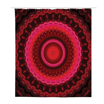 Red Kaleidoscope Print Polyester Shower Curtain
