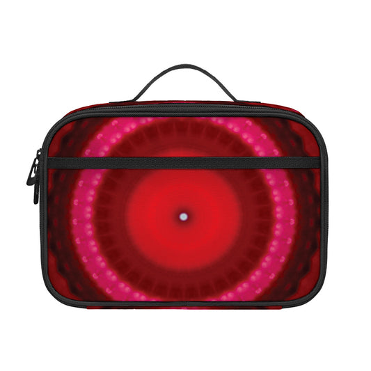 Red Kaleidoscope Print Portable Lunch Bag