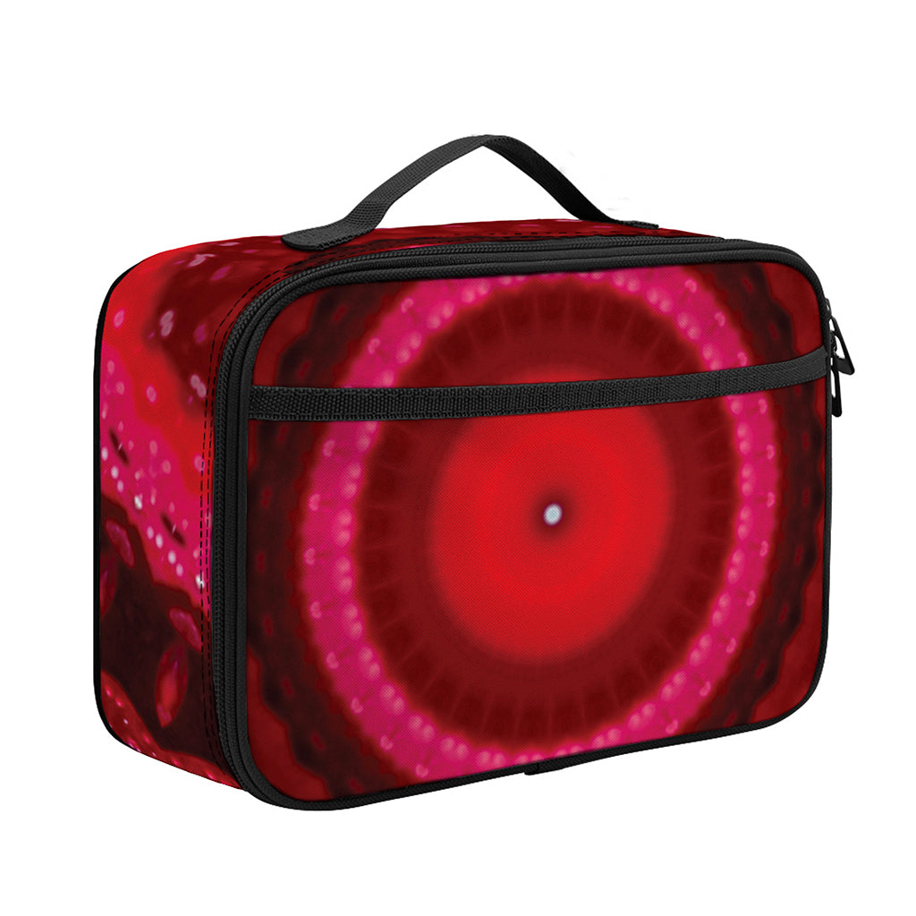 Red Kaleidoscope Print Portable Lunch Bag