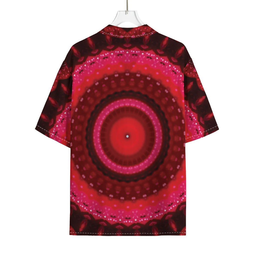 Red Kaleidoscope Print Rayon Hawaiian Shirt