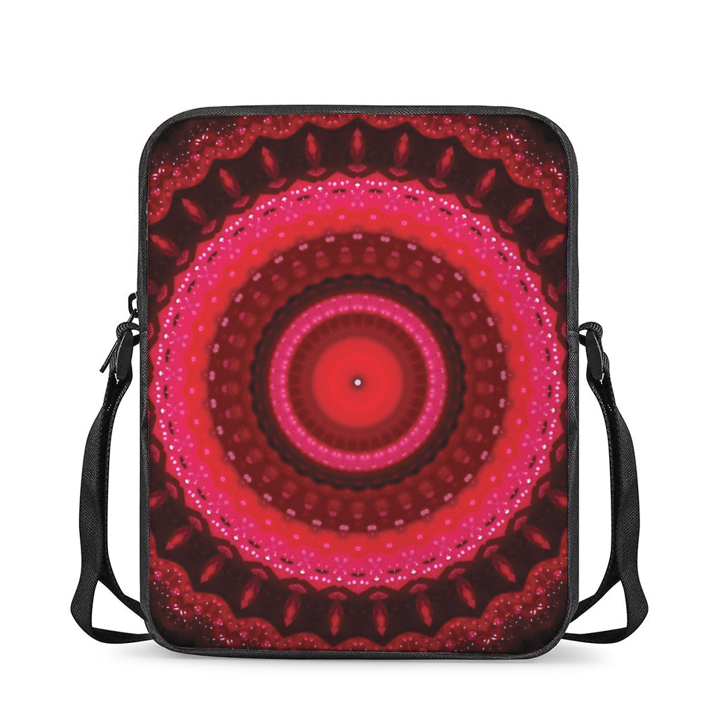 Red Kaleidoscope Print Rectangular Crossbody Bag