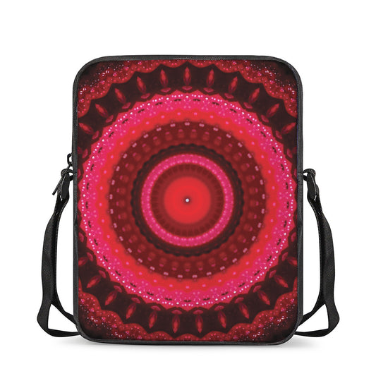 Red Kaleidoscope Print Rectangular Crossbody Bag