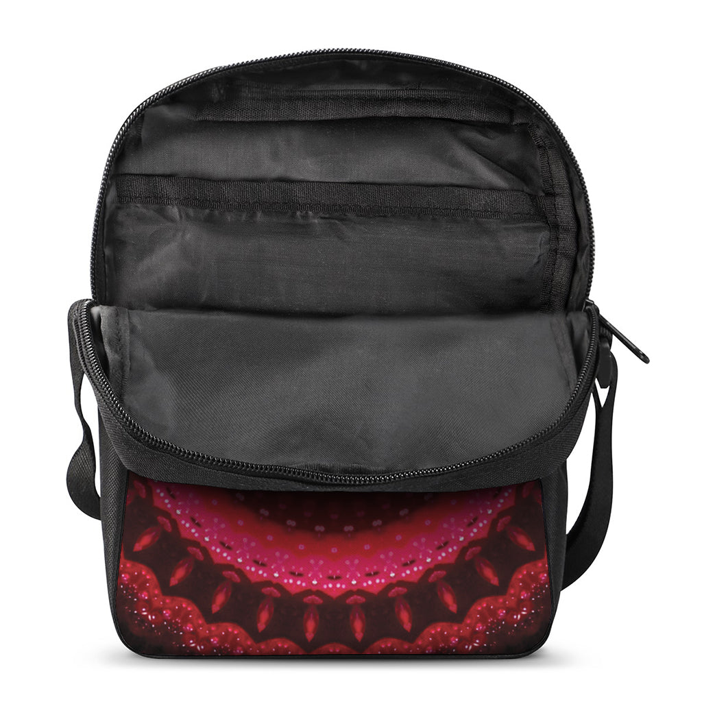 Red Kaleidoscope Print Rectangular Crossbody Bag