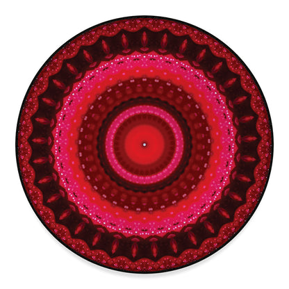 Red Kaleidoscope Print Round Floor Mat