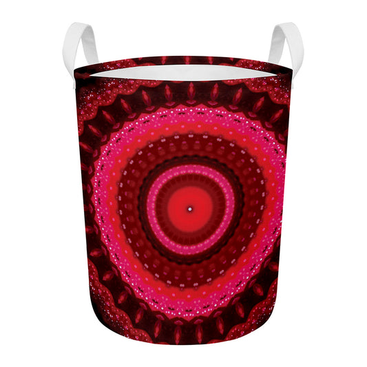 Red Kaleidoscope Print Round Laundry Basket