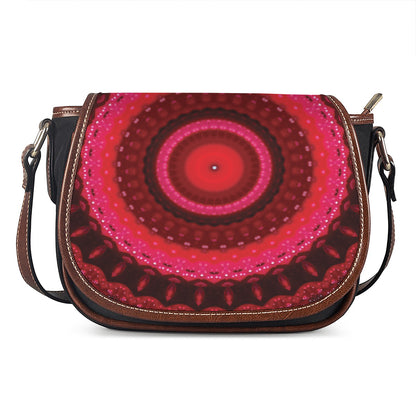 Red Kaleidoscope Print Saddle Bag