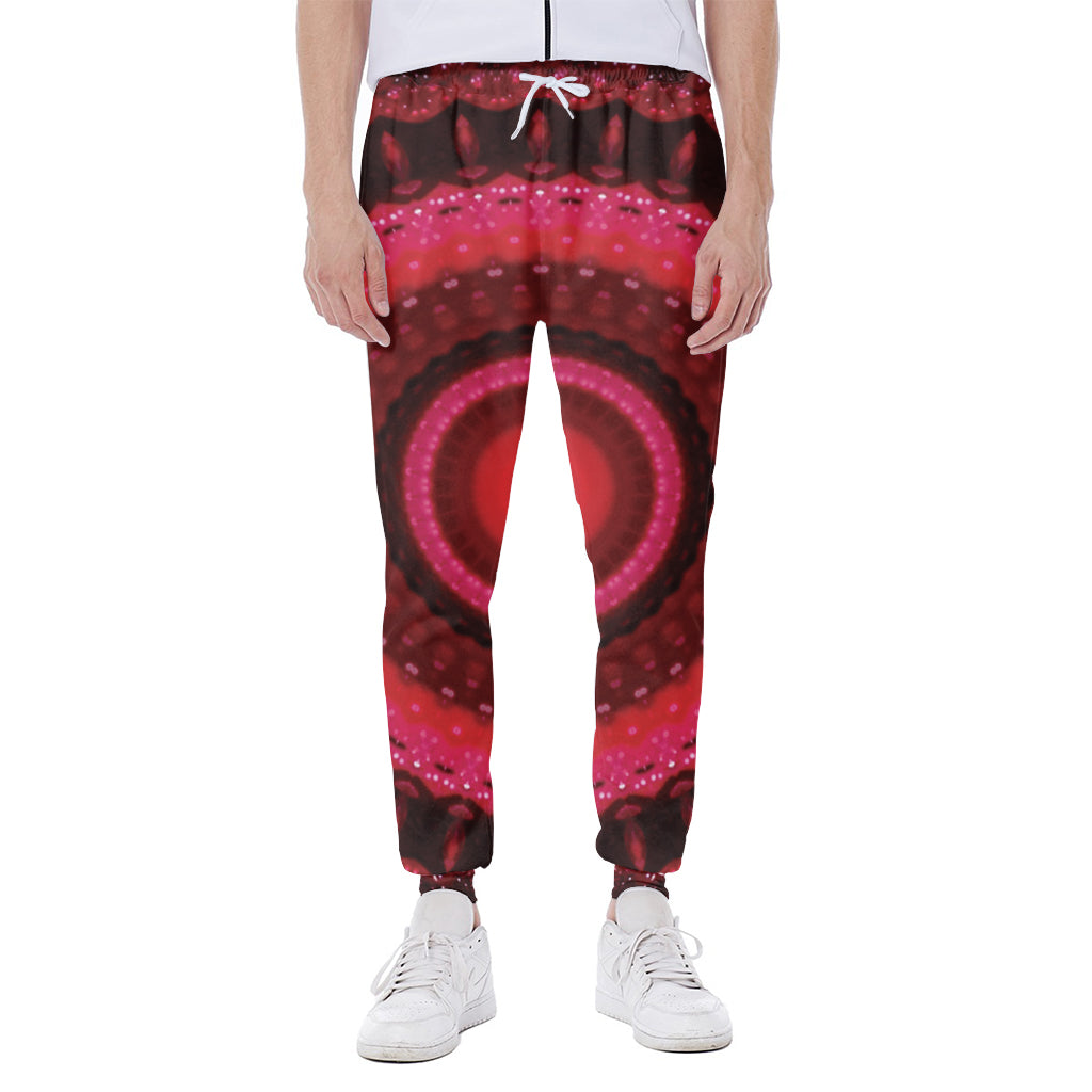 Red Kaleidoscope Print Scuba Joggers
