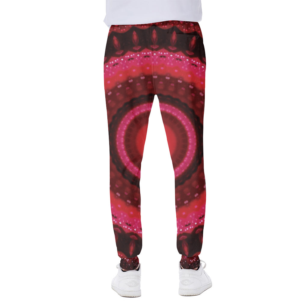 Red Kaleidoscope Print Scuba Joggers