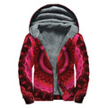 Red Kaleidoscope Print Sherpa Lined Zip Up Hoodie