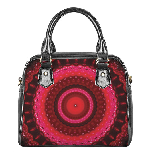 Red Kaleidoscope Print Shoulder Handbag