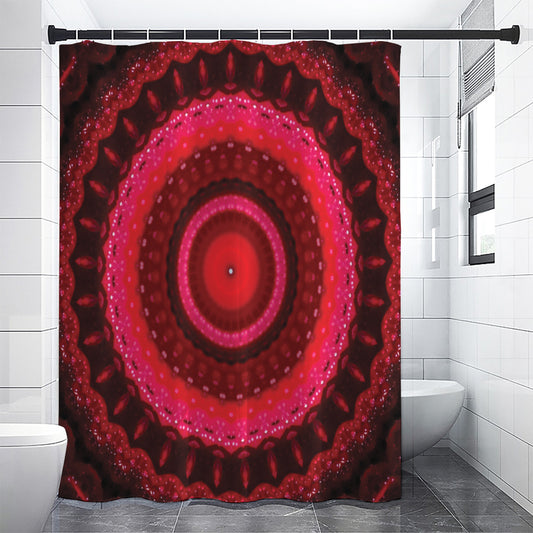 Red Kaleidoscope Print Shower Curtain