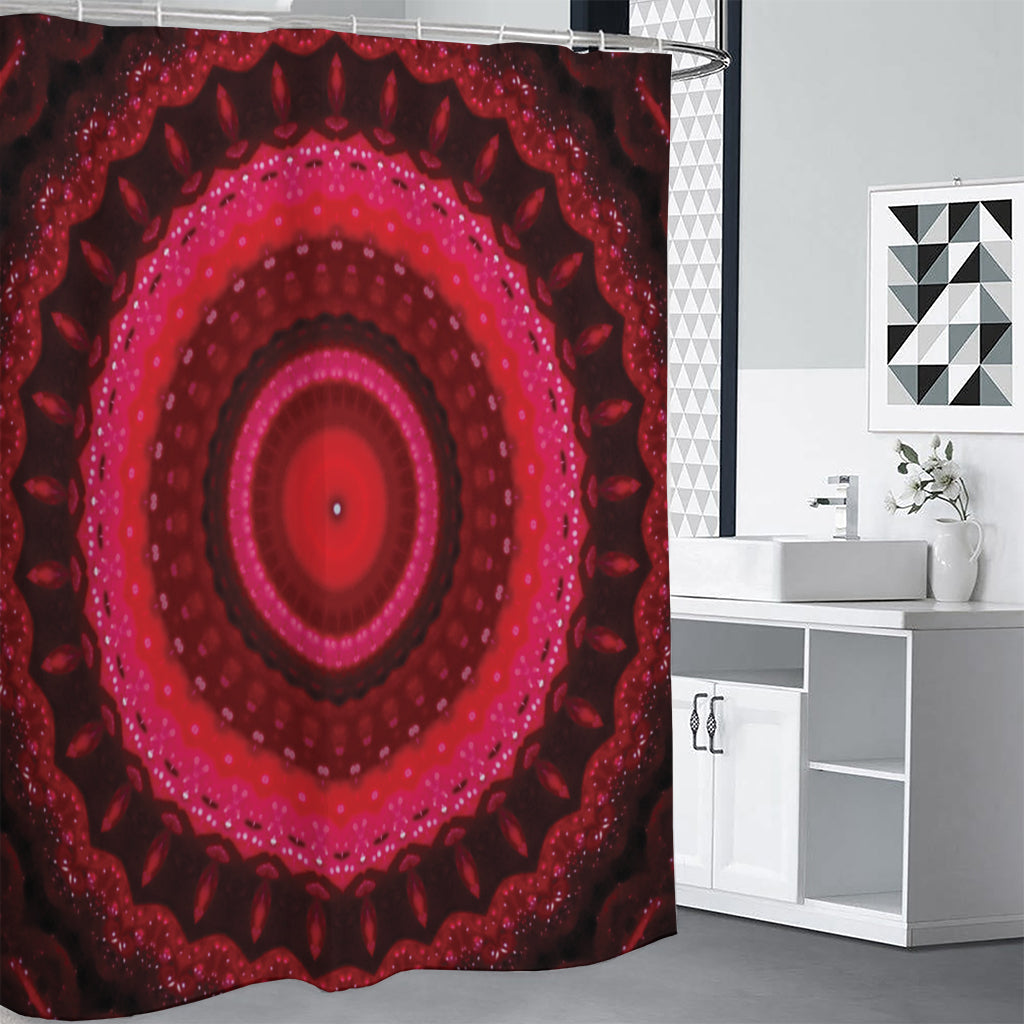 Red Kaleidoscope Print Shower Curtain