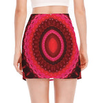 Red Kaleidoscope Print Side Slit Mini Skirt
