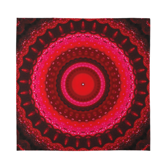 Red Kaleidoscope Print Silk Bandana