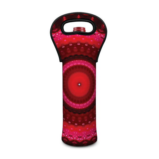 Red Kaleidoscope Print Single Neoprene Wine Tote