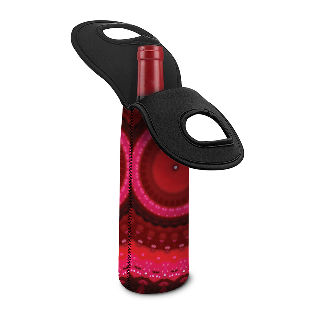 Red Kaleidoscope Print Single Neoprene Wine Tote