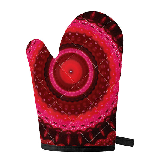 Red Kaleidoscope Print Single Oven Mitt