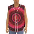 Red Kaleidoscope Print Sleeveless Baseball Jersey