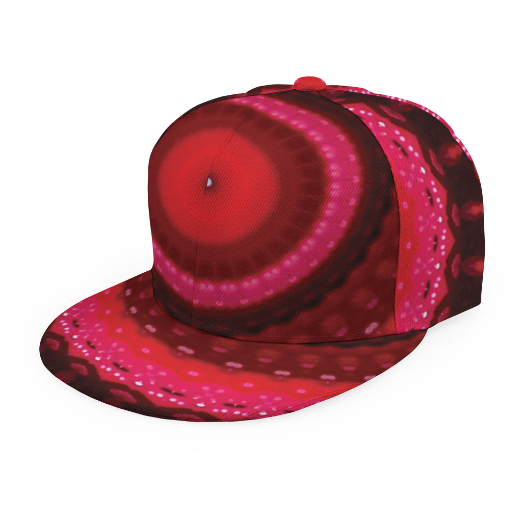Red Kaleidoscope Print Snapback Cap