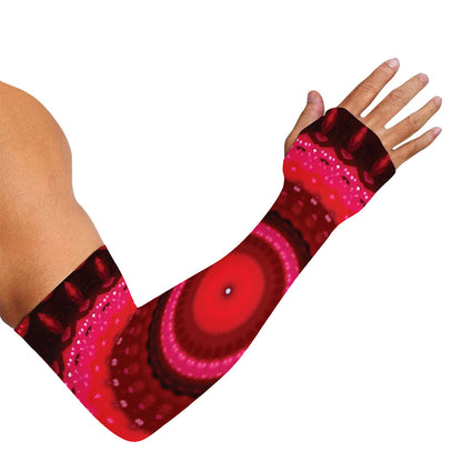 Red Kaleidoscope Print Sun Protection Arm Sleeves