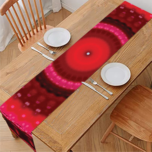 Red Kaleidoscope Print Table Runner