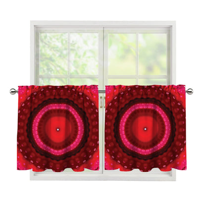 Red Kaleidoscope Print Tier Curtains