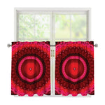 Red Kaleidoscope Print Tier Curtains