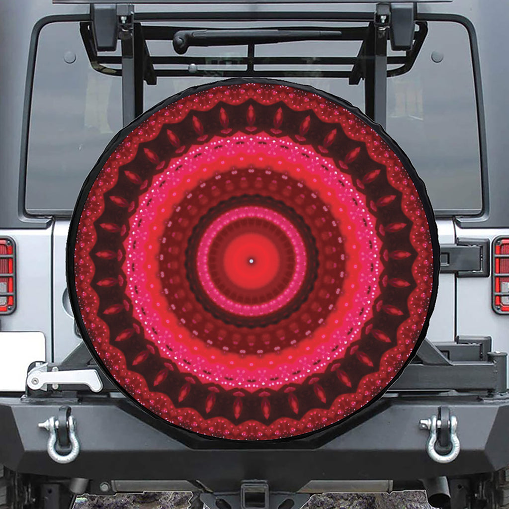 Red Kaleidoscope Print Tire Cover