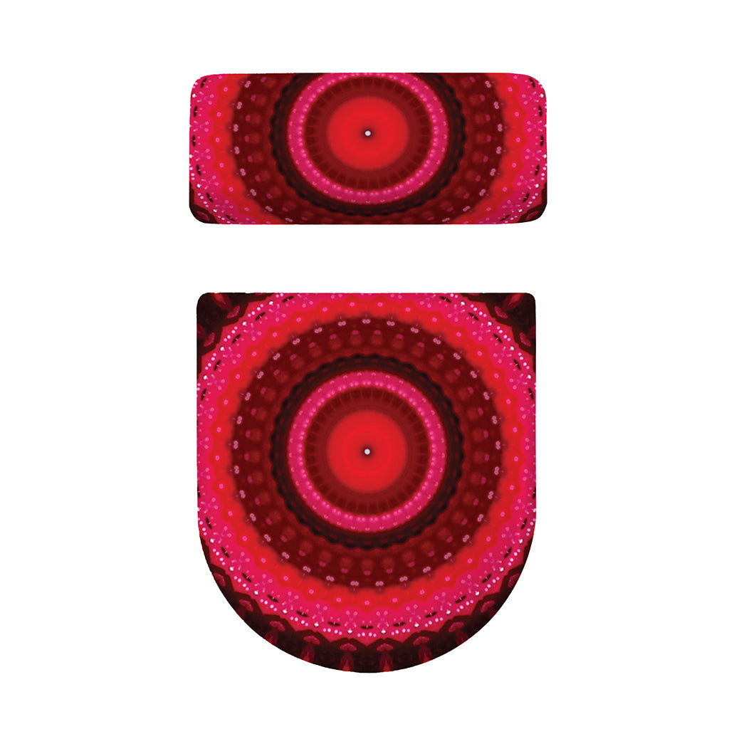 Red Kaleidoscope Print Toilet Lid And Tank Cover Set
