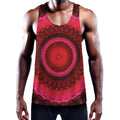 Red Kaleidoscope Print Men's Workout Tank Top