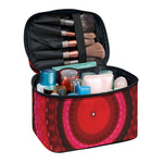 Red Kaleidoscope Print Travel Makeup Bag