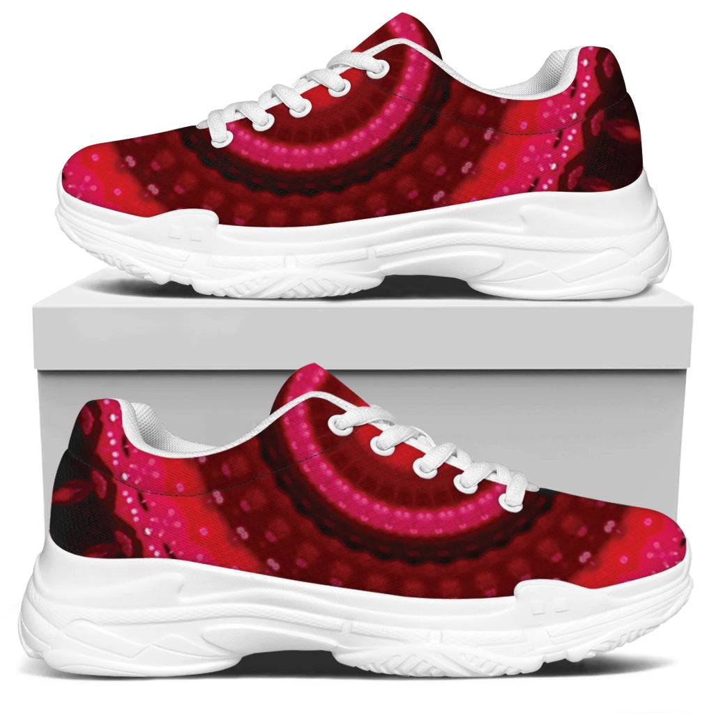 Red Kaleidoscope Print White Chunky Shoes