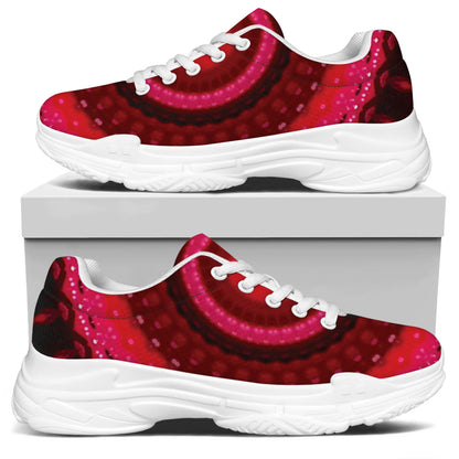 Red Kaleidoscope Print White Chunky Shoes