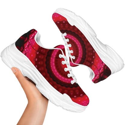 Red Kaleidoscope Print White Chunky Shoes