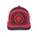 Red Kaleidoscope Print White Mesh Trucker Cap