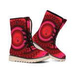 Red Kaleidoscope Print Winter Boots