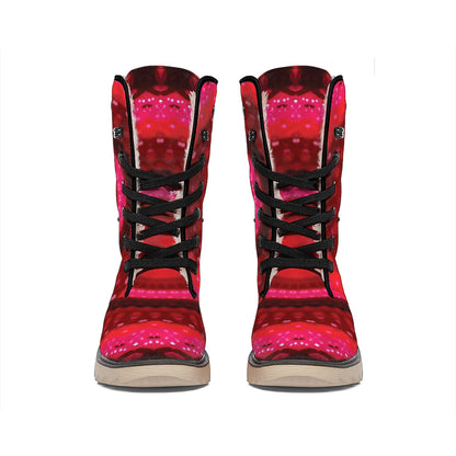 Red Kaleidoscope Print Winter Boots